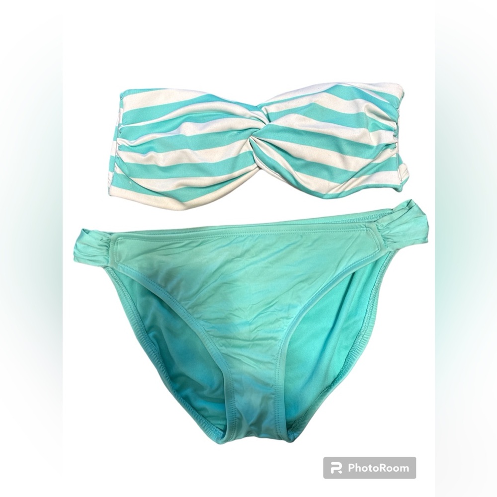 Two piece bikini and Tankini. Lime green and white. Mossimo.